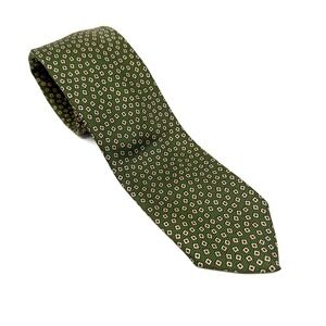 Polo Ralph Lauren 100% Silk Tie Green Diamond Pattern Hand Made Blocked England